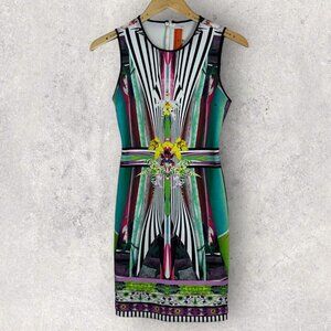 Clover Canyon Bohemian Neoprene Sheath‎ Dress Size XS Floral Stretch USA Made